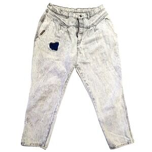 Vintage PS Gitano Distressed Acid Washed Patched Tapered Jeans Women's 20 Short